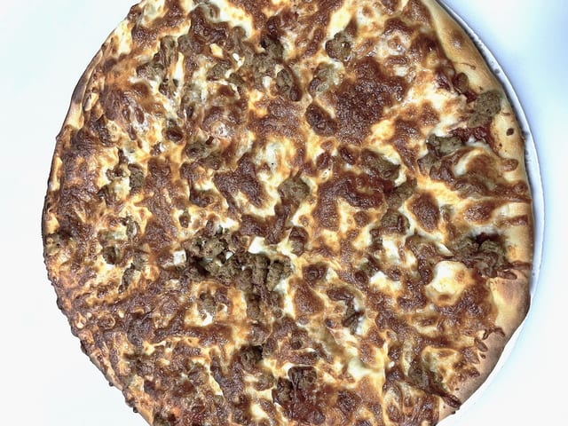 8" Pepperoni and Sausage Pizza.